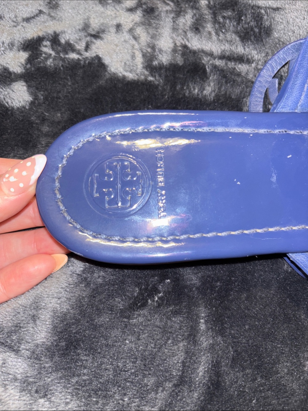 Tory Burch Patent Leather Miller Sandals in Royal Blue - Picture 7 of 7